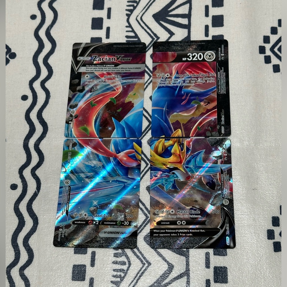 2021 Zacian V-Union Black Star Promo SWSH163 - SWSH166 cards are used sold as is